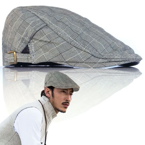 鸭舌帽男士潮流格子春秋新款休闲文艺日系前进帽子