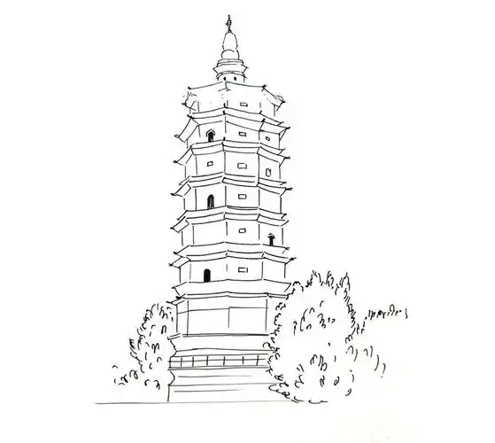 雷峰塔建筑简笔画图片,图片,简笔画-学笔画