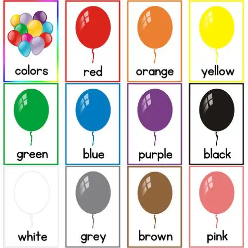 儿童认识颜色认知英语卡片12张幼儿园早教启蒙早教闪卡