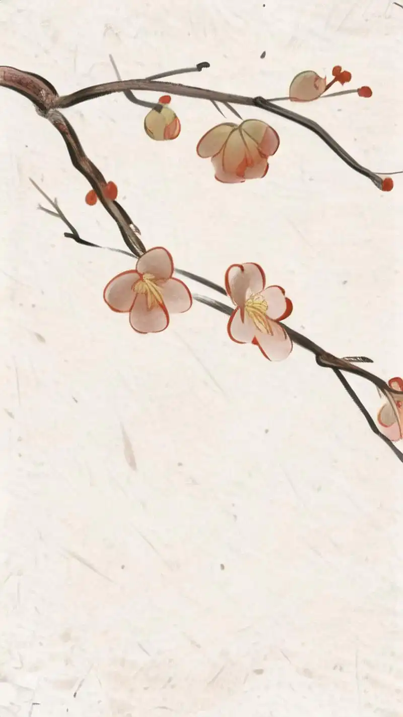 一组简约风格的古风梅花背景图,宛如水墨画般淡雅,又似古诗意境般深远