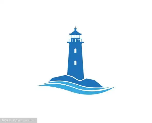 创意抽象蓝色灯塔波浪标志