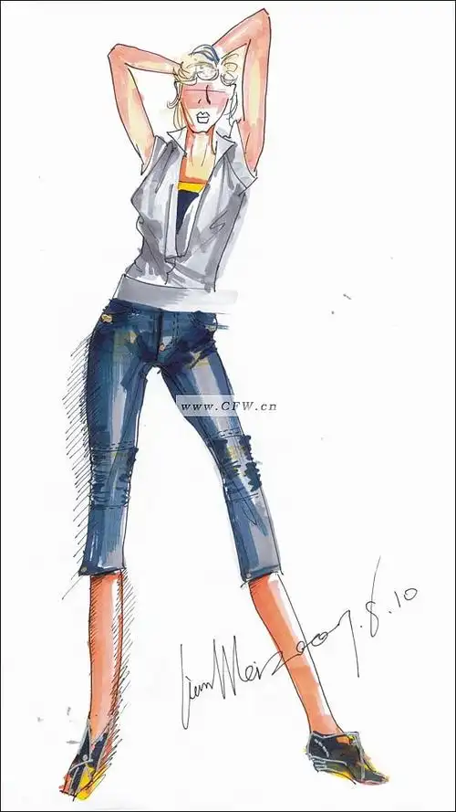 女装休闲设计手稿图-女装休闲款式效果图-cfw服装设计