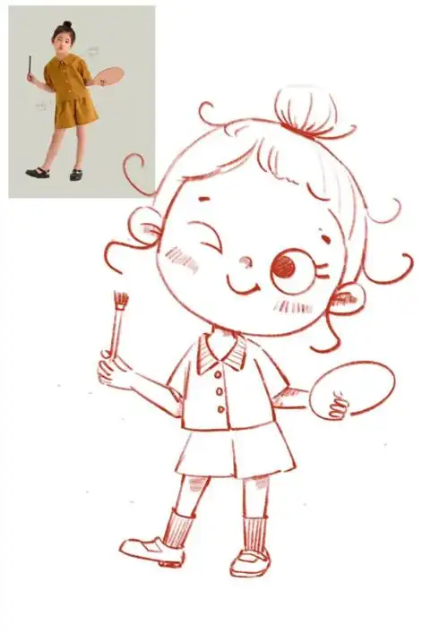 接着细化五官加上衣服一些细节就完成了7315:hb#可爱卡通人物