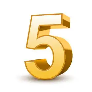 3d 闪亮金黄数字 5照片