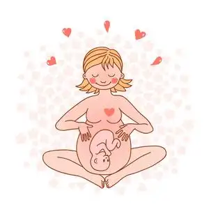 粉红色背景蝴蝶印度孕妇穿着怀孕礼服准备生育.