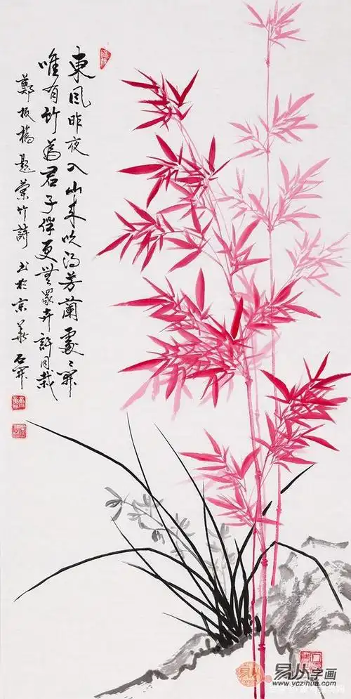 石开三尺竖幅国画竹子作品《郑板桥题竹诗》作品来源:易从网