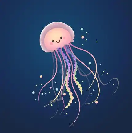 可爱粉色水母动物矢量素材