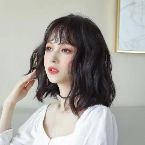 羊毛卷假发中短发造型 微卷韩式发型女卷发网红复古齐肩全头套