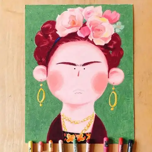 简单又可爱的油画棒头像你值得拥有