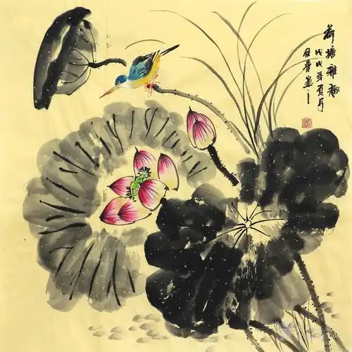 何佳华原稿真迹手绘国画字画水墨四尺斗方写意花鸟画