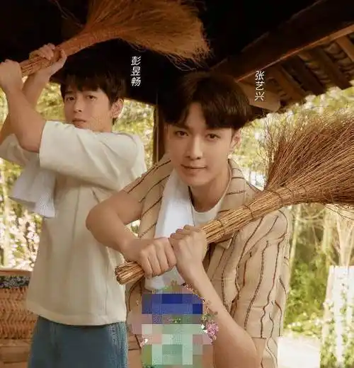 原创张子枫《向往5》海报,和彭昱畅搂脖子,捂头互动自然,张艺兴避嫌太