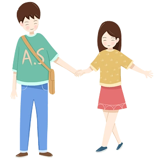 七夕情人节暖色系男孩女孩手牵手约会