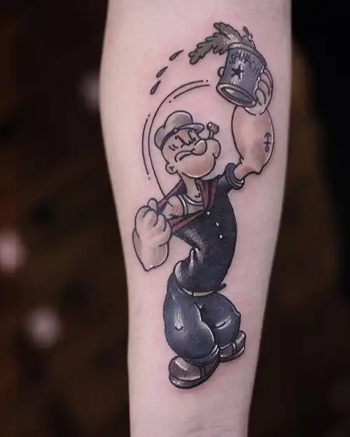 小臂newschool动漫人物大力水手波派纹身图案