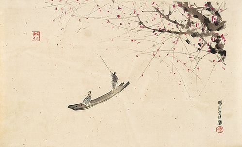 近代傅抱石人物原大卷轴画稿仿古字画高清复制品微喷装裱临摹横幅