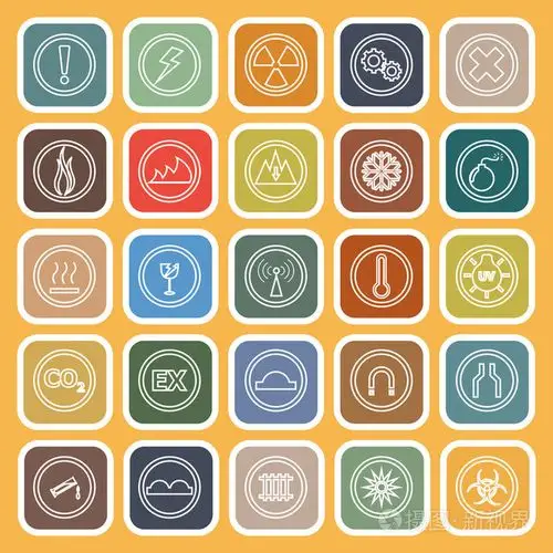 黄色背景的警告标志线平面图标