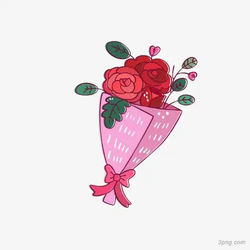 矢量手绘一束玫瑰花