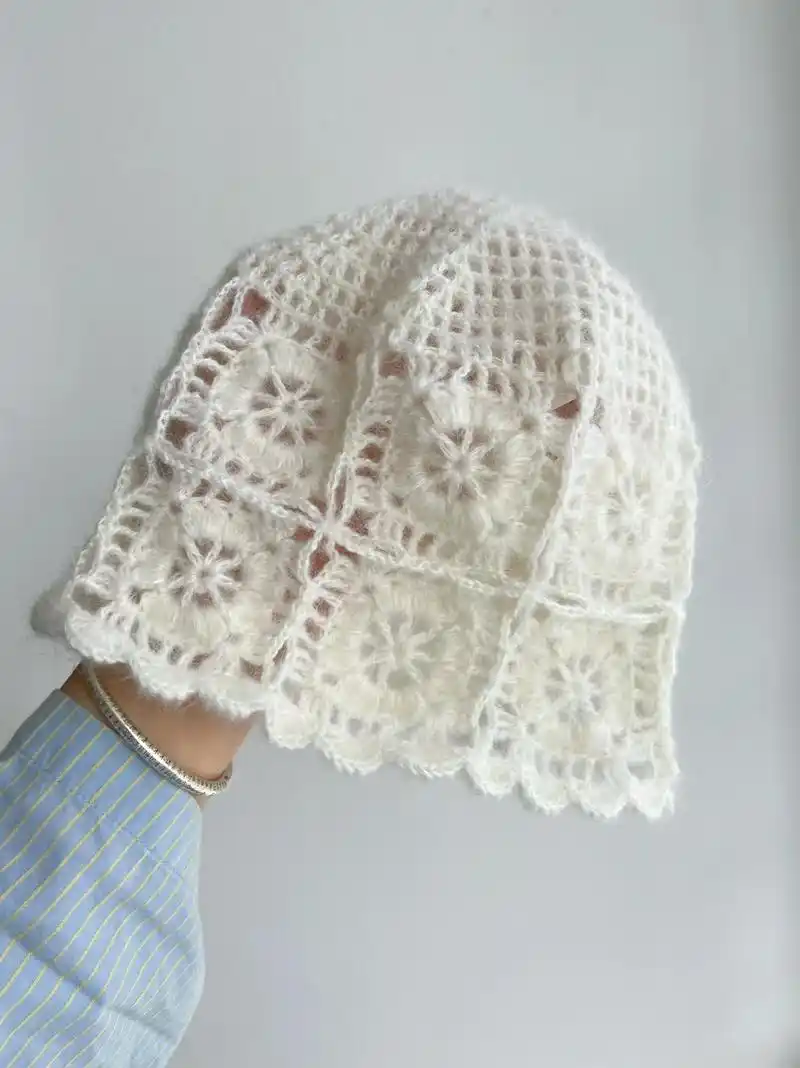 鞠婧祎同款钩花针织帽【附图解】#钩针图解 #我的手工日常 #