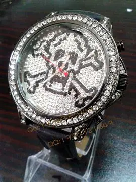 jacob&co捷克豹手表 时尚潮流 黑色hiphop嘻哈手表 满天星骷髅头皮带