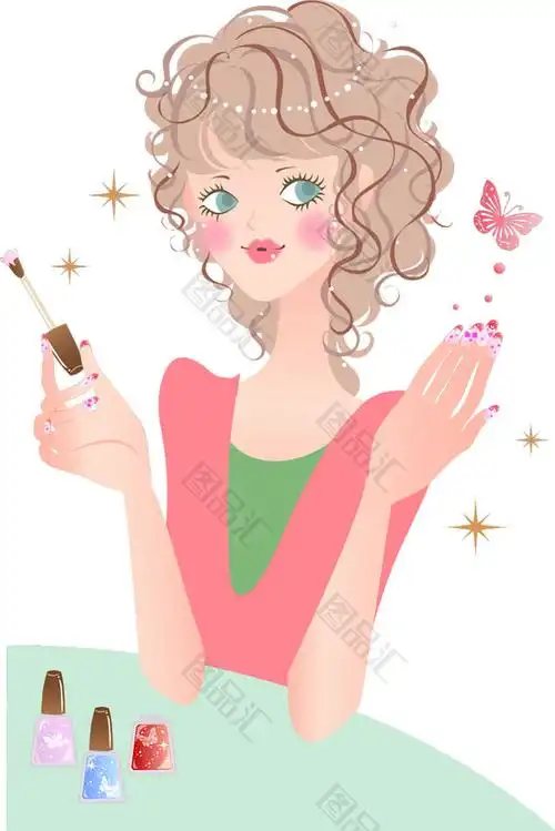 图品汇 设计元素 卡通手绘 时尚美甲插画上图作品的源文件由图品汇