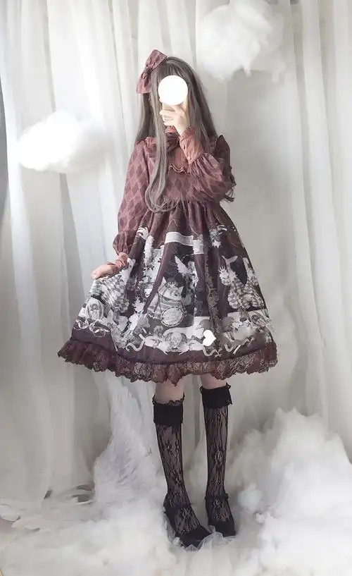 洛丽塔洋装公主裙萝莉塔lo裙哥特风软妹服学生连衣裙服装女 蓝绿op l