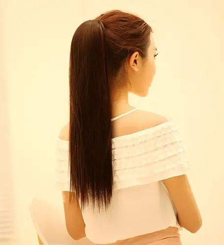 秀雅假发 包邮 甜美系带绑带式长直发马尾 清纯接发片