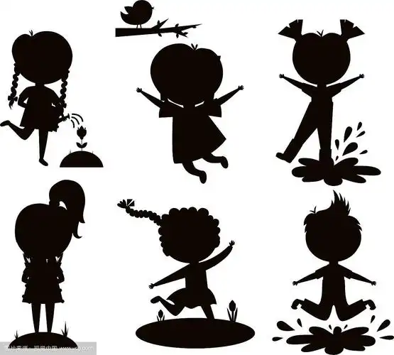 夏天的孩子黑色剪影