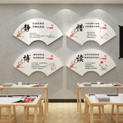 班级教室装饰墙贴纸画班级书法培训机构墙面文化墙阅读角国学布置