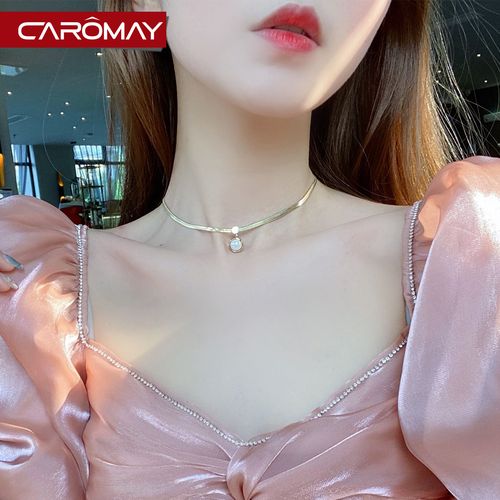 网红小蛮腰吊坠项链女潮气质高级感时尚玫瑰金ins简约锁骨毛衣链