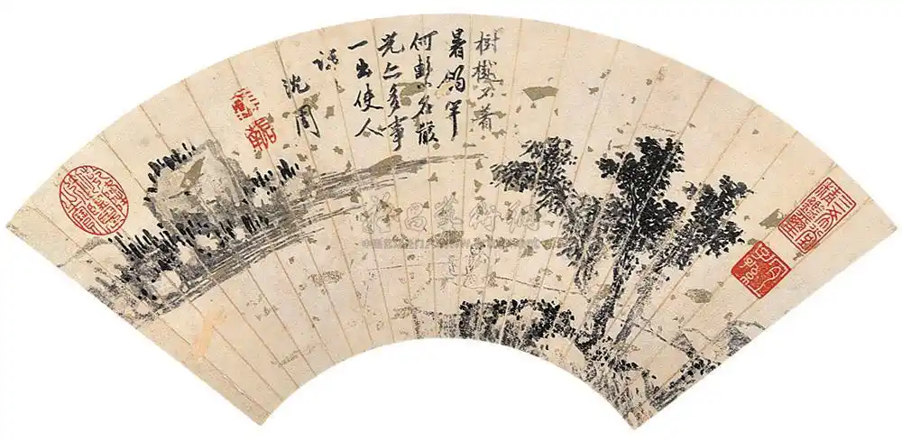 0061山水扇面镜心