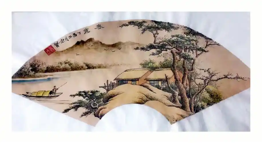 国画山水画扇面原创