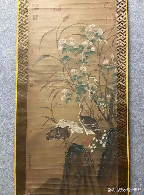 宋代,赵昌,精品纸本《花鸟图》,画心尺寸:54cmx118.5cm