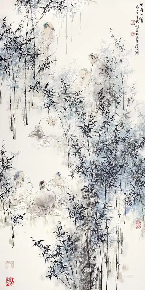 0007 2002年作 竹林七贤 镜心 设色纸本