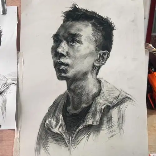 临摹图片 排线拍不细 太懒了#美术生  #画画  #河南专升本  #素描头像