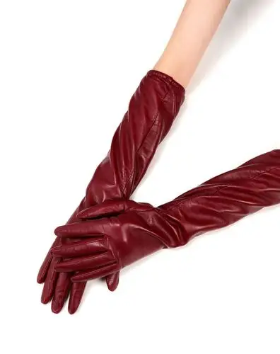 酒红色潮流魅力皮手套