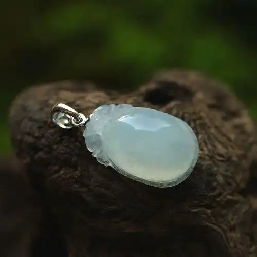 冰种翡翠福瓜小吊坠福禄寿挂件缅甸玉石18k金天然a货珠宝首饰0192