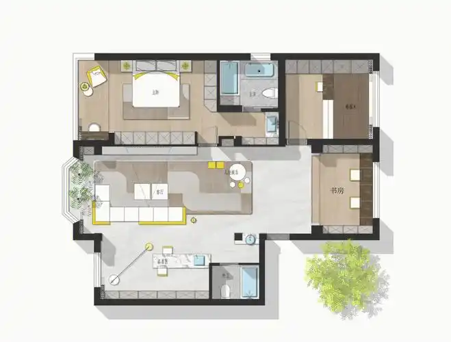 代画cad室内施工图,平面方案优化,彩平图制作#cad代画  #cad施工图