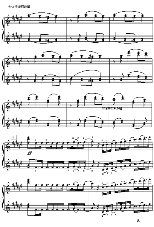 (俄)柴可夫斯基"天鹅湖"选曲:西班牙舞曲(钢琴四手联弹之一)