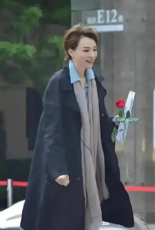 原创董卿路边吃面也如此优雅穿风衣丝巾美成一道靓丽的风景线