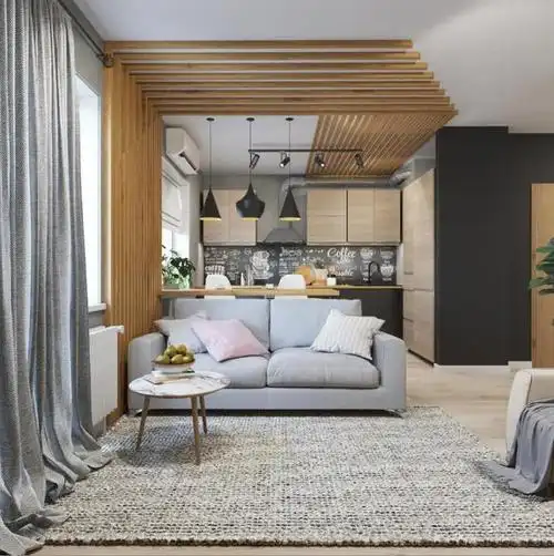 说什么都不做全屋吊顶,50根木条铺天花板下,比石膏板都好看