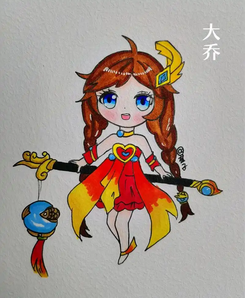 《王者荣耀》大乔动漫手绘过程图.#王者荣耀 #大乔#动漫#动 - 抖音