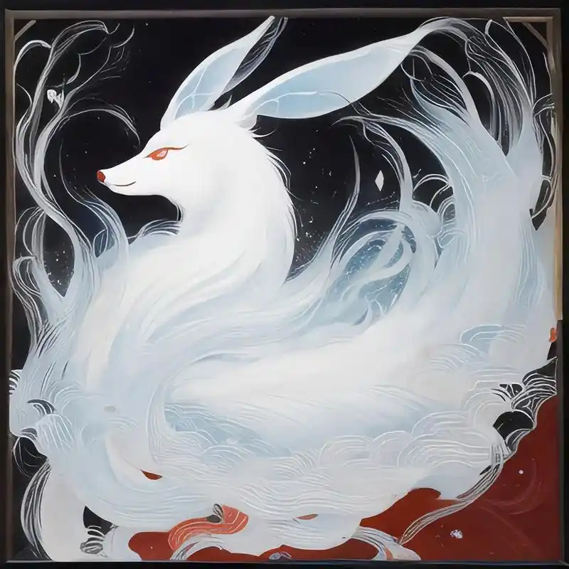 白色九尾狐 九尾狐是中国古代神话中的神兽,被认为是祥瑞的象征 - 抖