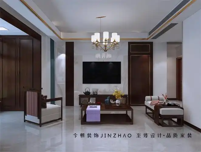融创臻园136㎡新中式风格客厅装修效果图
