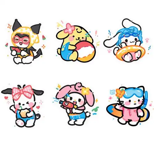 卡通手绘q版三丽鸥夏日系列