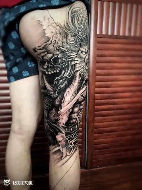 战神～蚩尤_腿部新传统纹身图案大全 - 纹身大咖