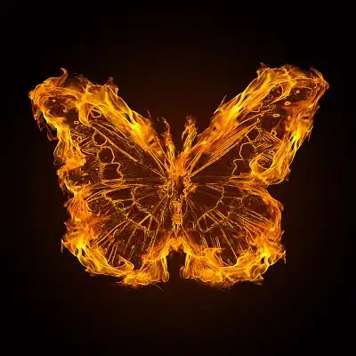 火焰蝴蝶火焰翅膀炫酷蝴蝶png素材