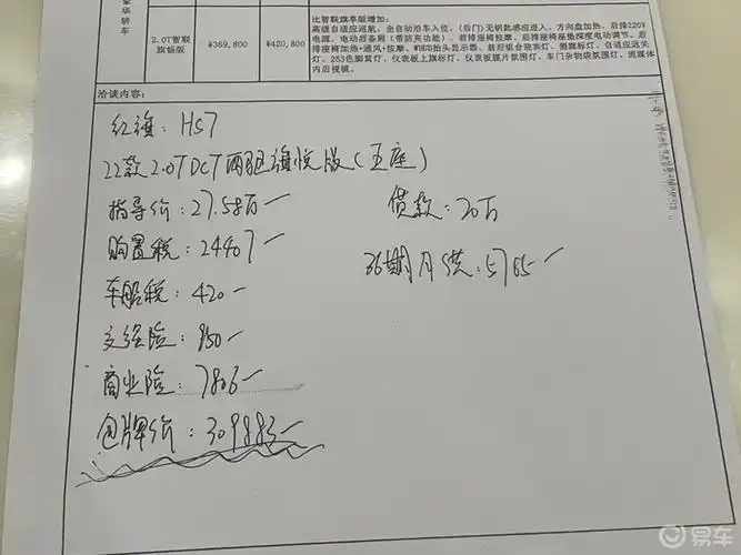 【晒报价单】车型:红旗hs7指导价:27.58万车型配置:旗悦版5座两驱