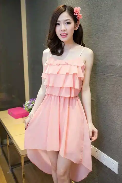 背心裙多层雪纺吊带裙