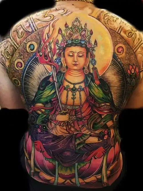 佛像满背纹身图案20张传统佛像满背纹身图片