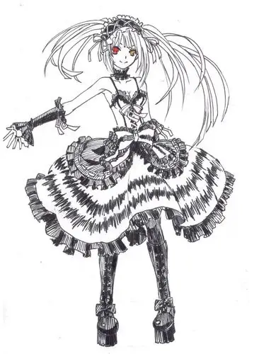 16,用水彩笔画上黑色部分,就得到现在的时崎狂三啦!