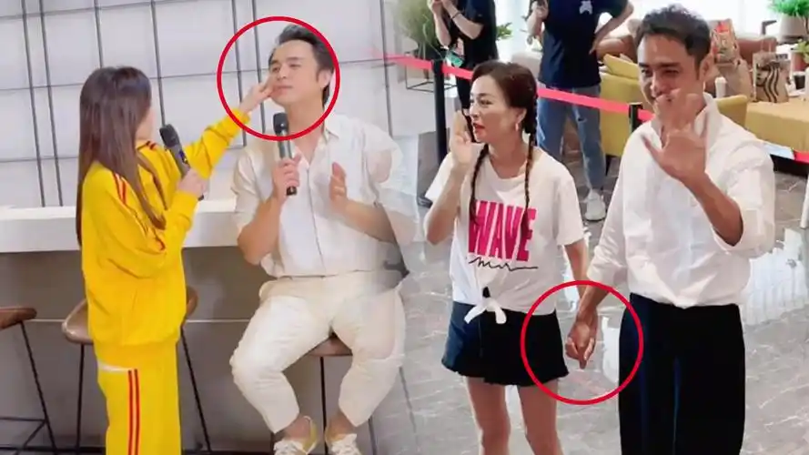 张庭与明道互动,举止过于亲密被网友吐槽,手捏脸蛋丝毫不避嫌